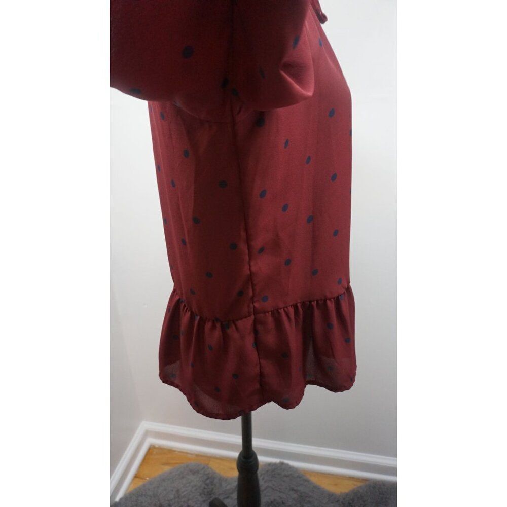 Old Navy Women’s Burgundy Polka Dot Georgette Swing Top - Size S - Picture 12 of 14